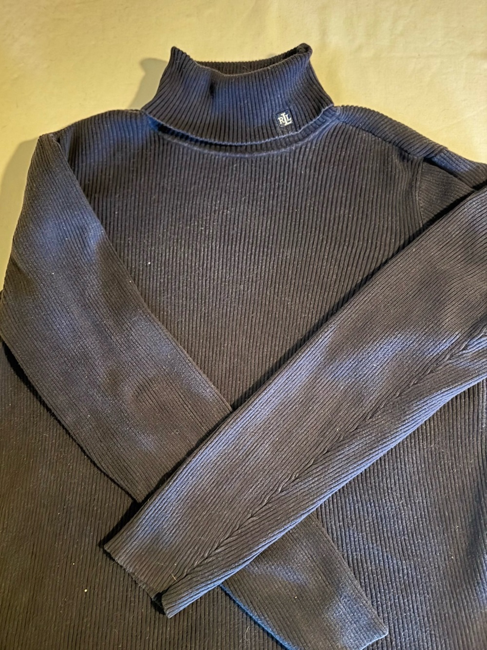 Ralph Lauren Dark Navy Ribbed Turtleneck Sweater Sz XL